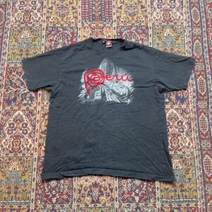 VTG 90s 00s Peru Graphic T Shirt Red Embroidered Machu Picchu Black XL Red Logo